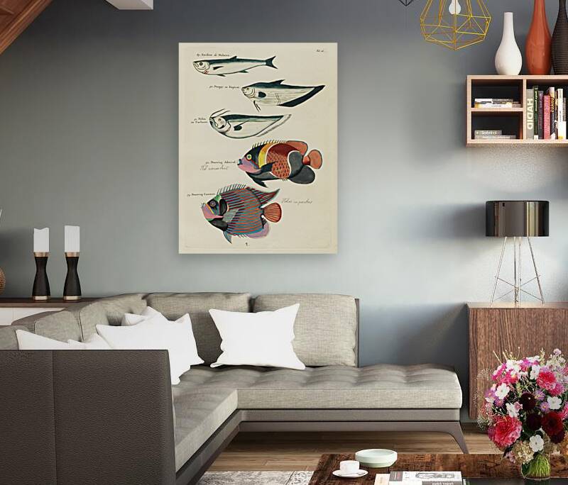 Colourful and surreal illustrations of fishes found in Moluccas Indonesia and the East Indies by Louis Renard 1678 -1746 from Histoire naturelle des plus rares curiositez de la mer des Indes 1754. Reproduction