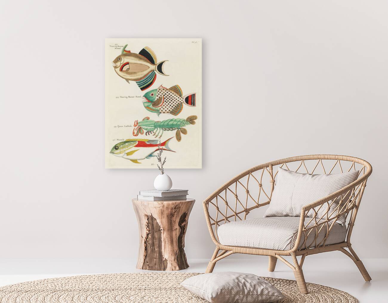 Colourful and surreal illustrations of fishes found in Moluccas Indonesia and the East Indies by Louis Renard 1678 -1746 from Histoire naturelle des plus rares curiositez de la mer des Indes 1754. Reproduction