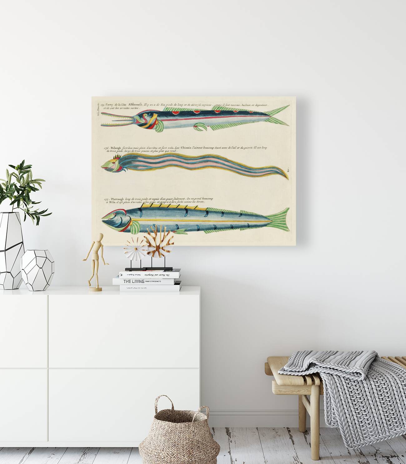 Illustrations of a siren and lobster found in the Moluccas Indonesia and the East Indies by Louis Renard 1678 -1746 from Histoire naturelle des plus rares curiositez de la mer des Indes 1754. Reproduction