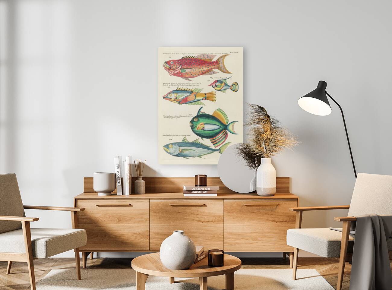 Colourful and surreal illustrations of fishes found in Moluccas Indonesia and the East Indies by Louis Renard 1678 -1746 from Histoire naturelle des plus rares curiositez de la mer des Indes 1754. Reproduction