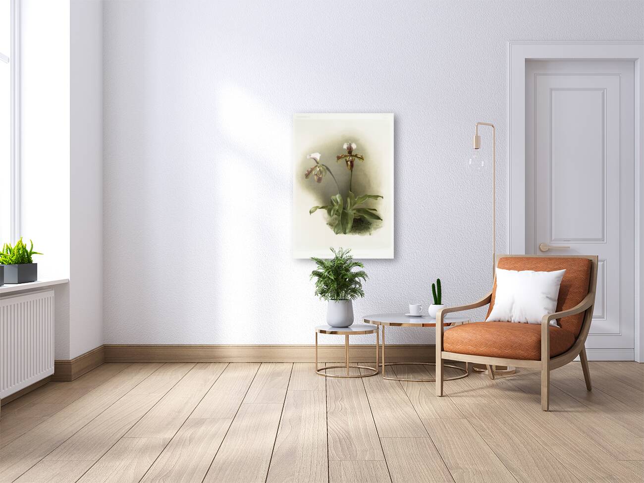 Cypripedium lathamianum inversum from Reichenbachia Orchids 1888-1894 illustrated by Frederick Sander 1847-1920.  Reproduction