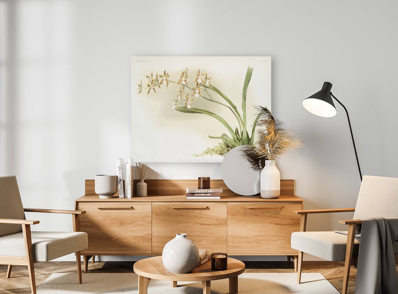 Odontoglossum sanderianum from Reichenbachia Orchids 1888-1894 illustrated by Frederick Sander 1847-1920.  Reproduction