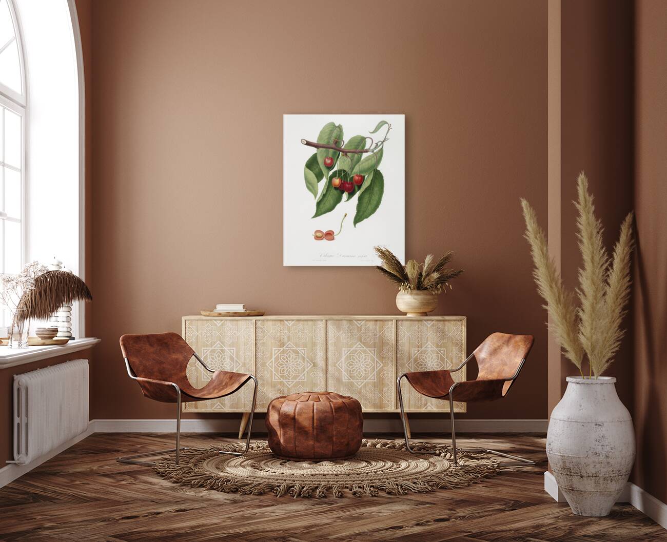 Cherry Cerasus cordiformis duracina from Pomona Italiana 1817 - 1839 by Giorgio Gallesio 1772-1839.  Reproduction