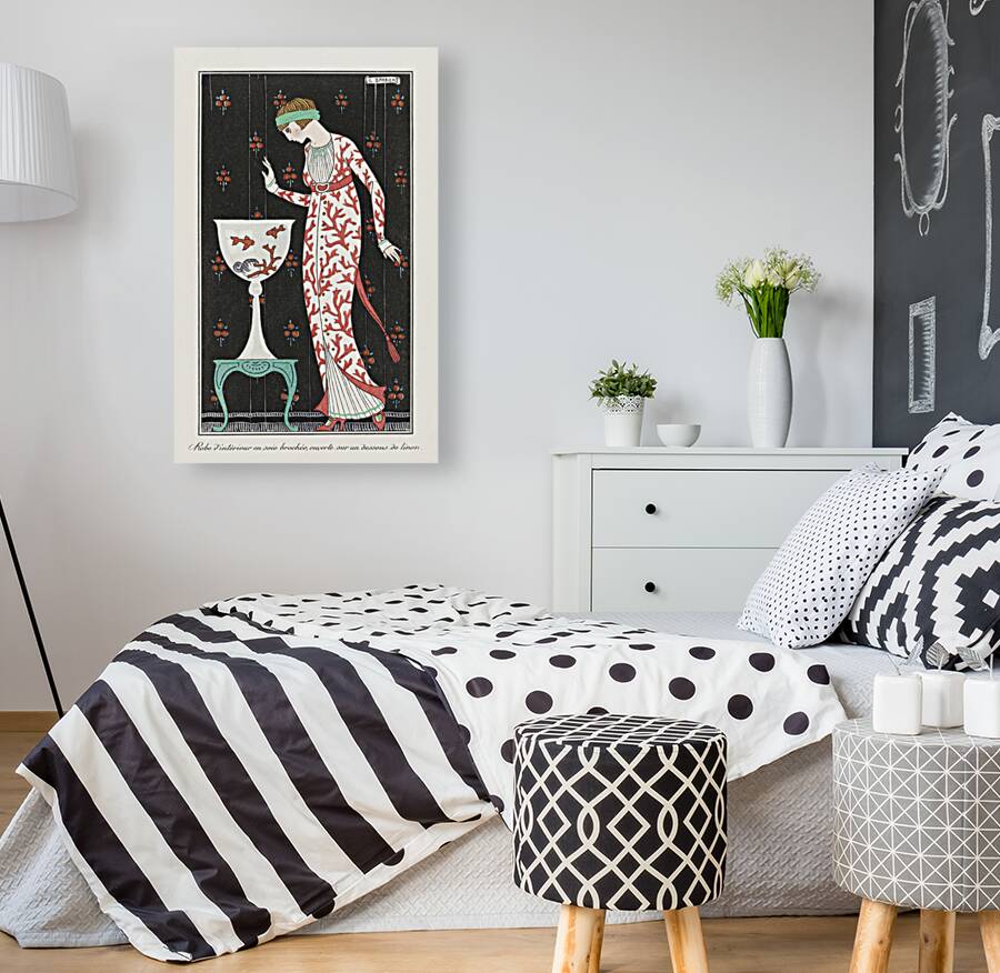 Costumes Parisiens: Grande robe du soir from Journal des Dames et des Modes 1913 fashion illustration  by George Barbier.  Reproduction