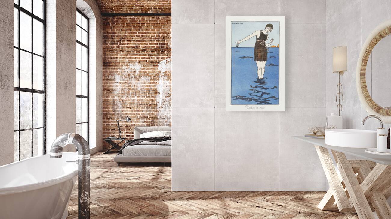 Costumes Parisiens: Grande robe du soir from Journal des Dames et des Modes 1913 fashion illustration  by George Barbier.  Reproduction