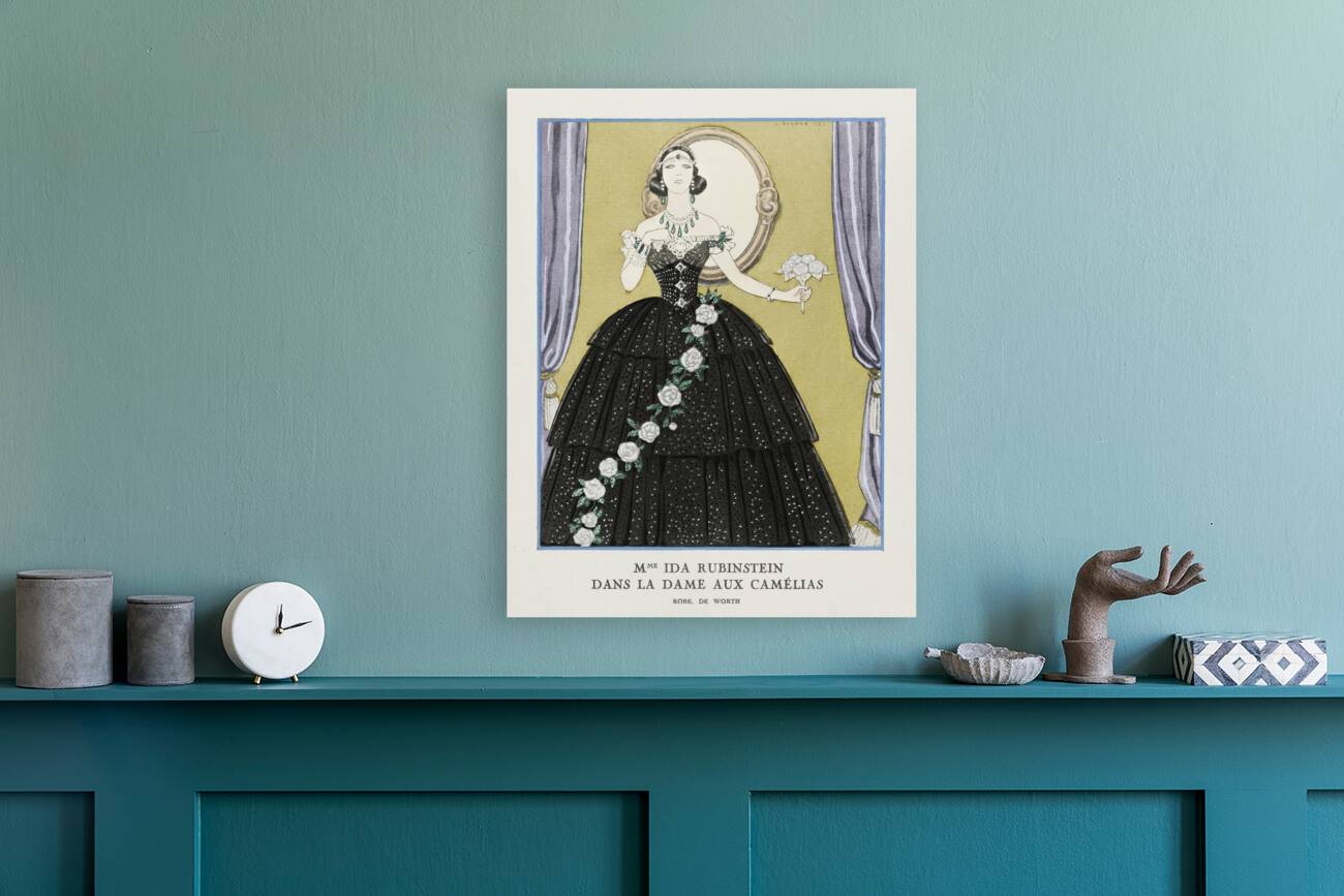 Mme Ida Rubinstein dans La Dame aux Cam&eacutelias 1923 fashion illustration  by George Barbier.  Reproduction