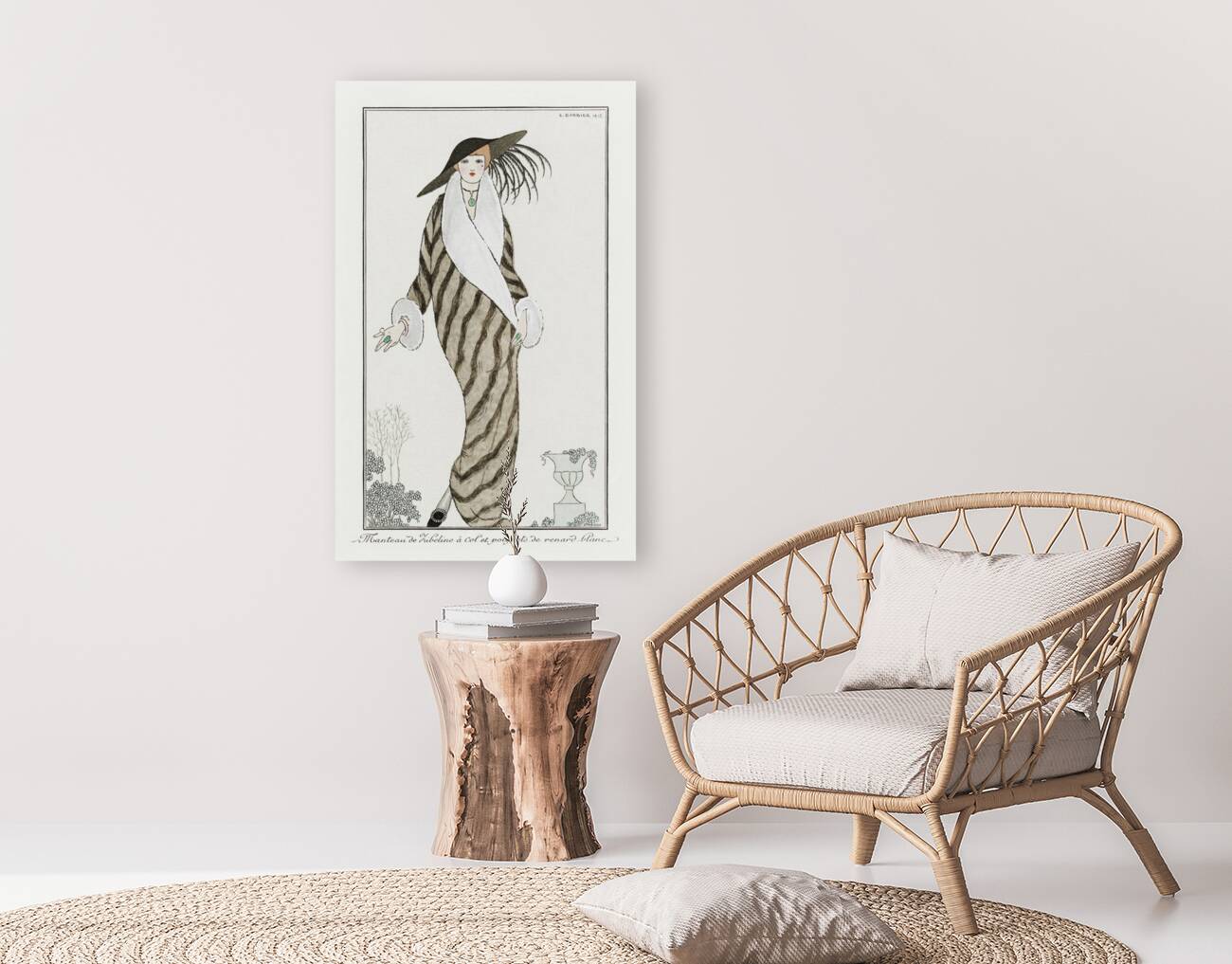 Costumes Parisiens: Manteau de Zibelin 1912 fashion illustration  by George Barbier.  Reproduction