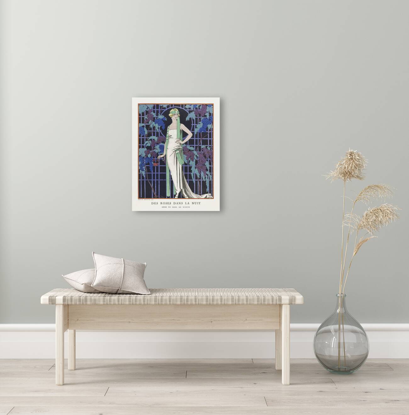 Des robes dans la nuit: Robe du soir de Worth 1921 fashion illustration  by George Barbier.  Reproduction