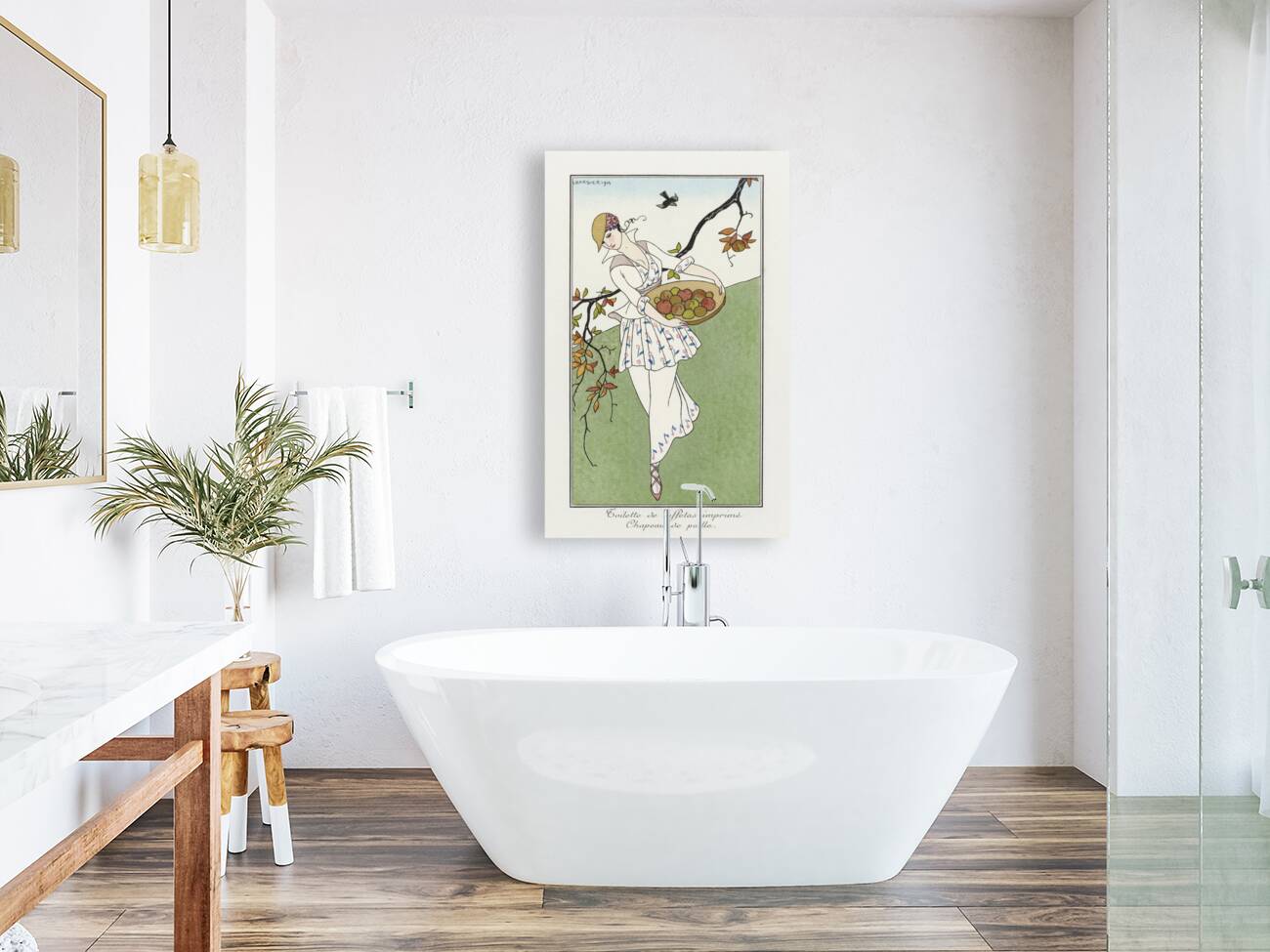 Costumes Parisiens: Toilettes de taffetas 1914 fashion illustration  by George Barbier.  Reproduction