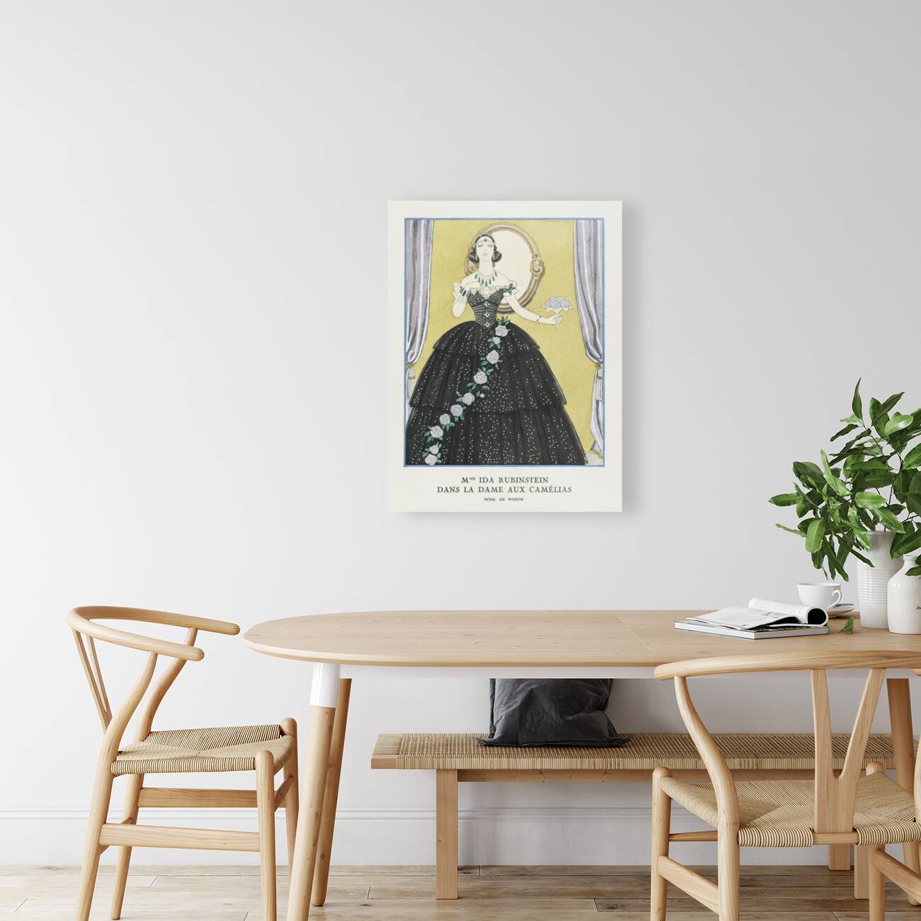 Mme Ida Rubinstein dans la dame aux cam&eacutelias / Robe de Worth from Gazette du Bon Ton. Art- Modes & Frivolit&eacutes No. 5 1923 fashion illustration by George Barbier.  Reproduction