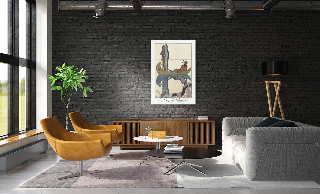 Langs de Missouri 1923 fashion illustration  by George Barbier.  Reproduction