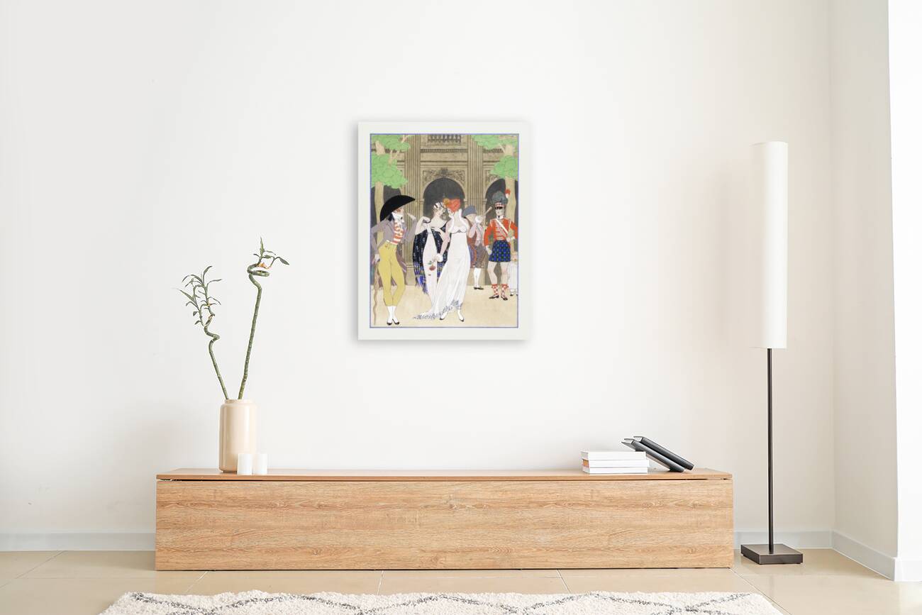 La Merveilleuse au Palais Royal 1921 fashion illustration by George Barbier. Reproduction