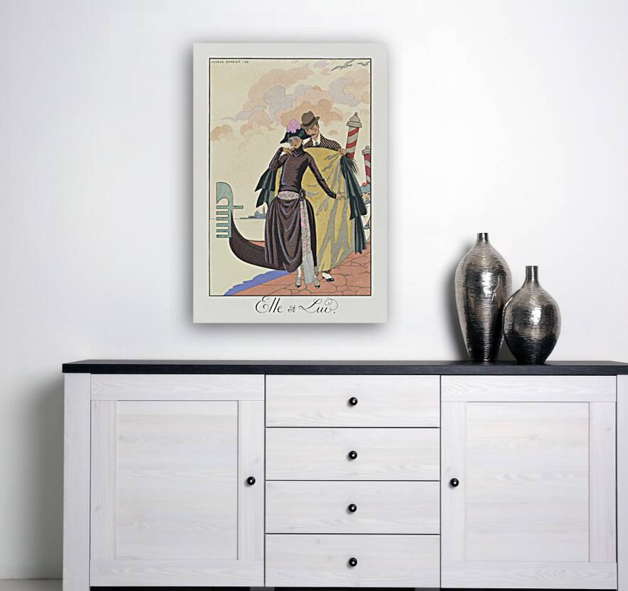 Elle et Lui 1922 fashion illustration  by George Barbier.  Reproduction
