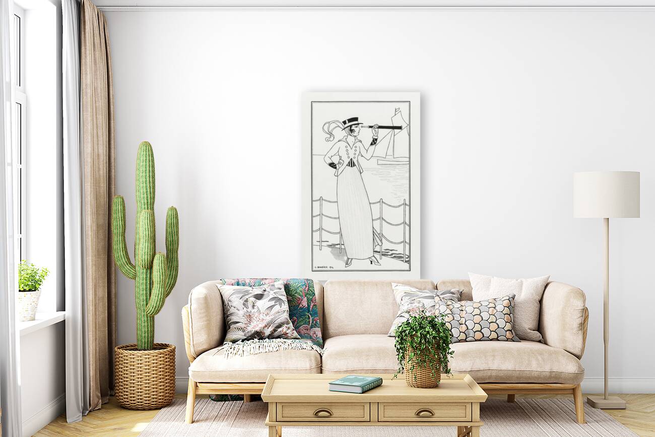 Costumes Parisiens 1914 fashion illustration  by George Barbier.  Reproduction