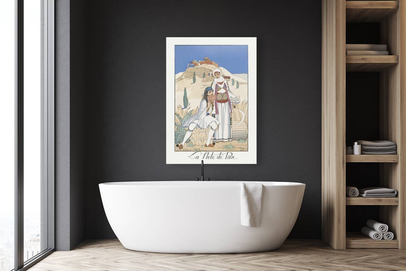 La flute de Pan 1923 fashion illustration  by George Barbier.  Reproduction