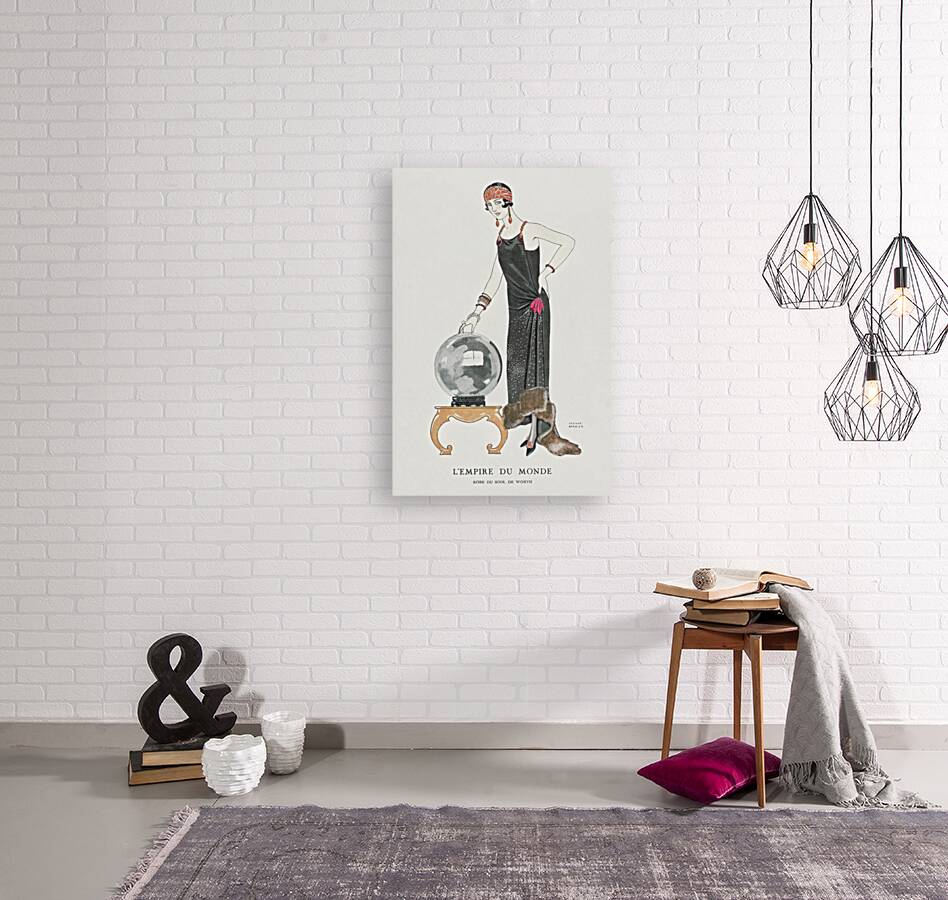 LEmpire du monde: Robe du soir de Worth from Gazette du Bon Ton. Art- Modes & Frivolit&eacutes No. 6 1924 fashion illustration  by George Barbier.  Reproduction