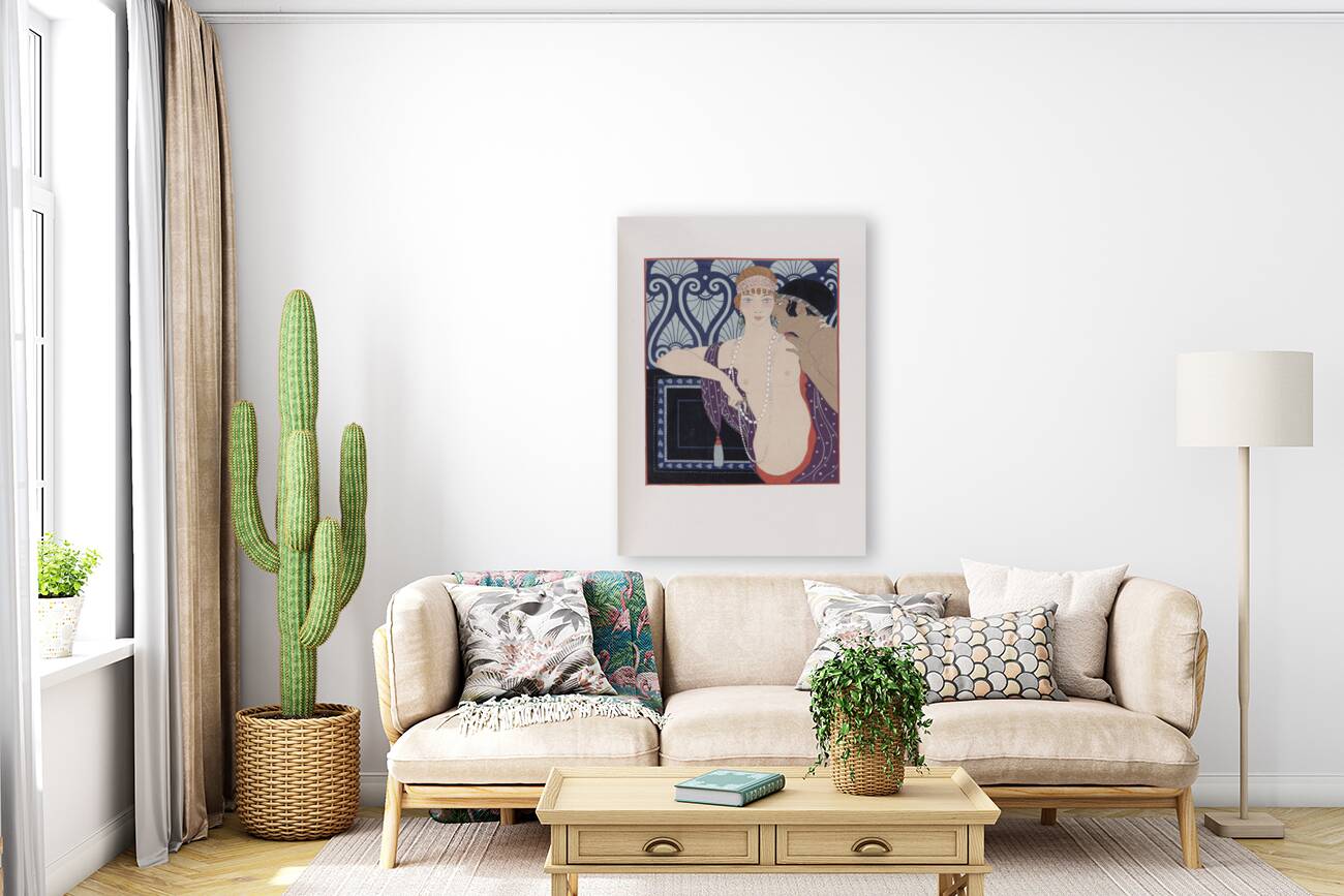 Les Trois Beautes de Mnasidika 1922 fashion illustration  by George Barbier. Reproduction