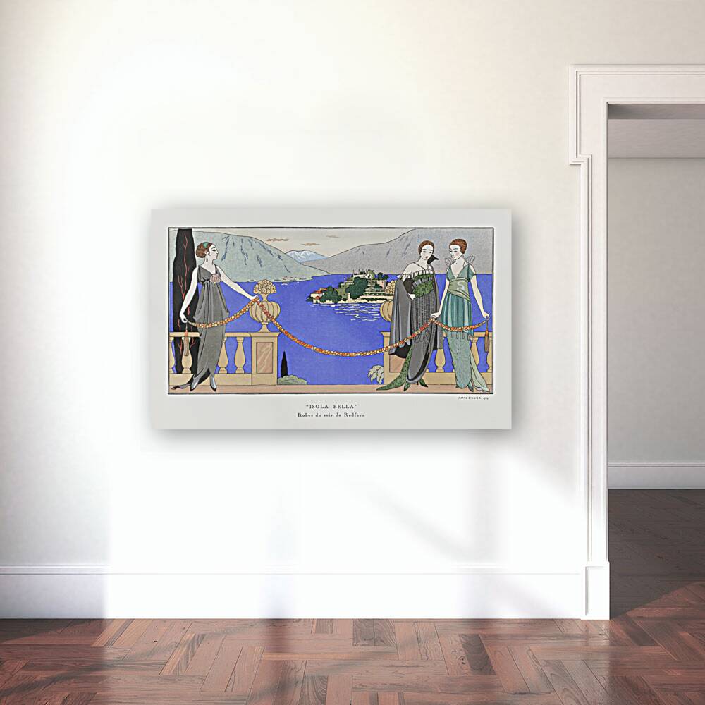 Isola Bella Robes du soir de Redfern 1914 fashion illustration  by George Barbier.  Reproduction