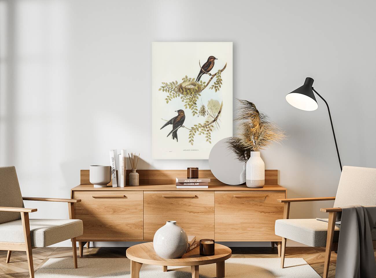 Wood Swallow Artamus sordid illustrated by Elizabeth Gould 1804–1841 for John Gould’s 1804-1881 Birds of Australia  Reproduction