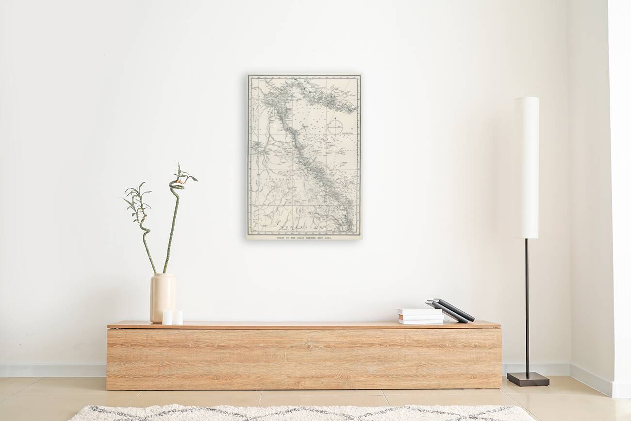 Chart of the Great Barrier Reef Area from The Great Barrier Reef of Australia 1893 by William Saville-Kent 1845-1908.  Reproduction
