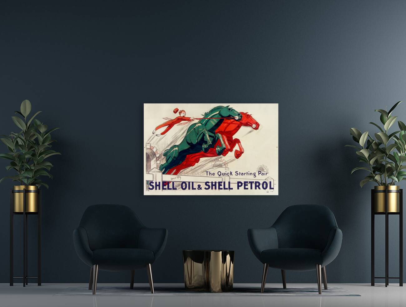 The Quick-starting pair Shell oil and Shell petrol 1930 by Jean dYlen Poster Reproduction