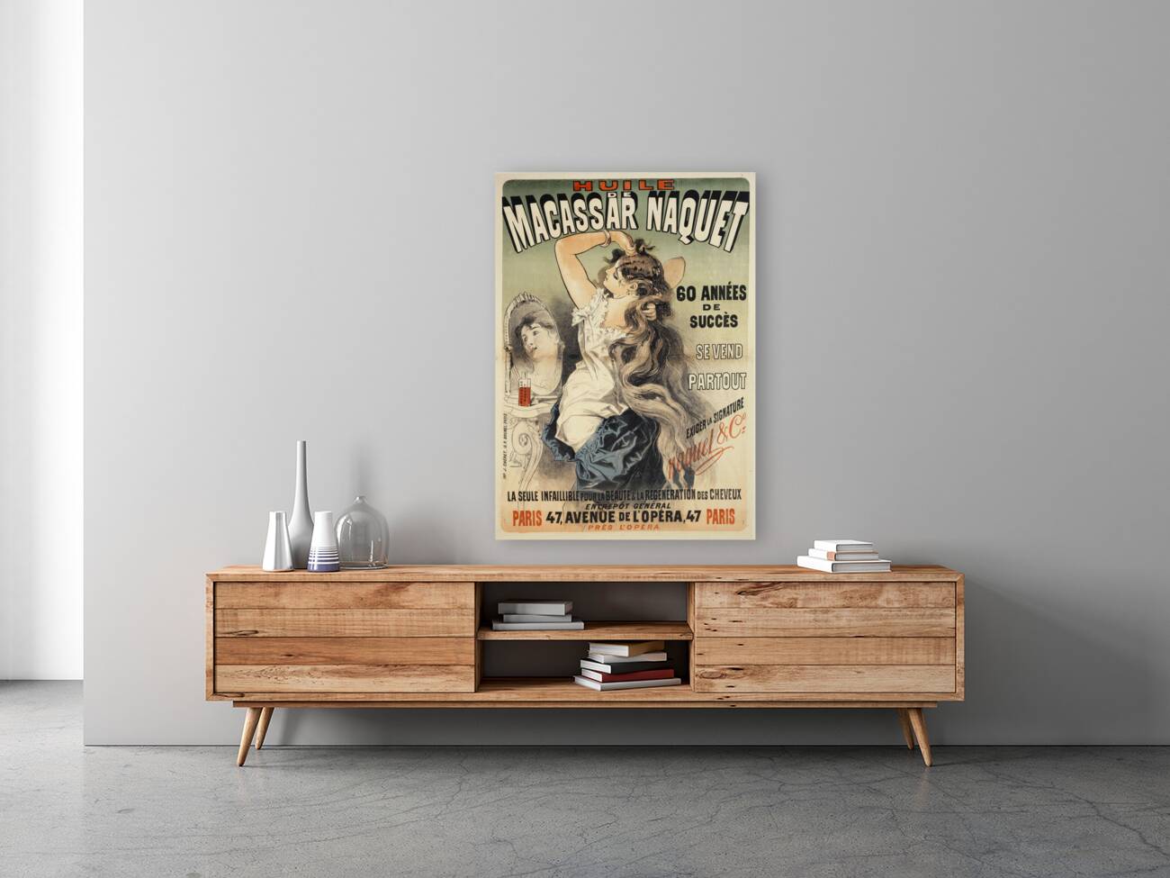 Huile De Macassar Naquet 1877 Poster by Jules Chéret Reproduction