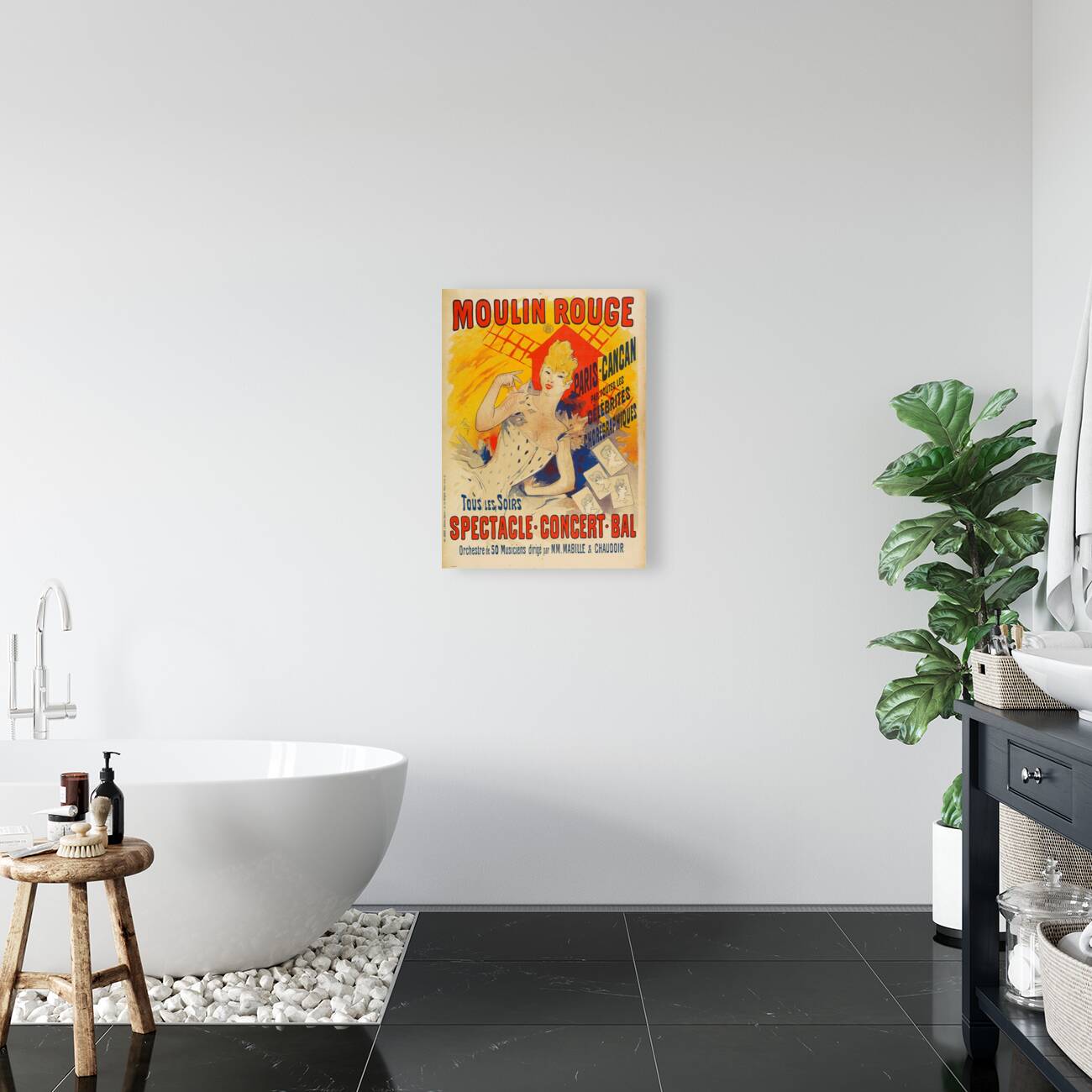 Moulin Rouge Paris-Cancan 1890 Poster by Jules Chéret Reproduction