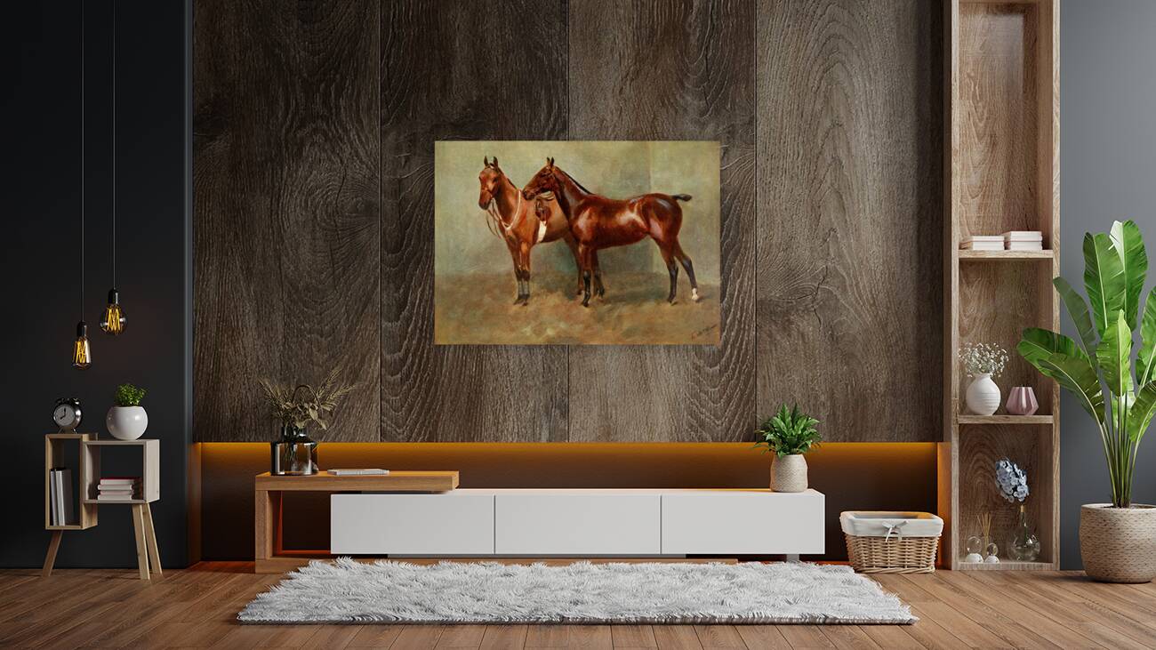 Polo Ponies Romany And Tith Owned By Sir J. Barker Frederic Whiting English 1874–1962 Reproduction
