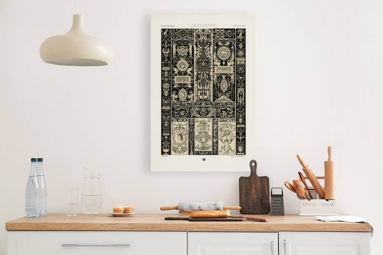 Renaissance pattern. 1888 edition Lornement Polychrome by Albert Racine 1825–1893. Reproduction