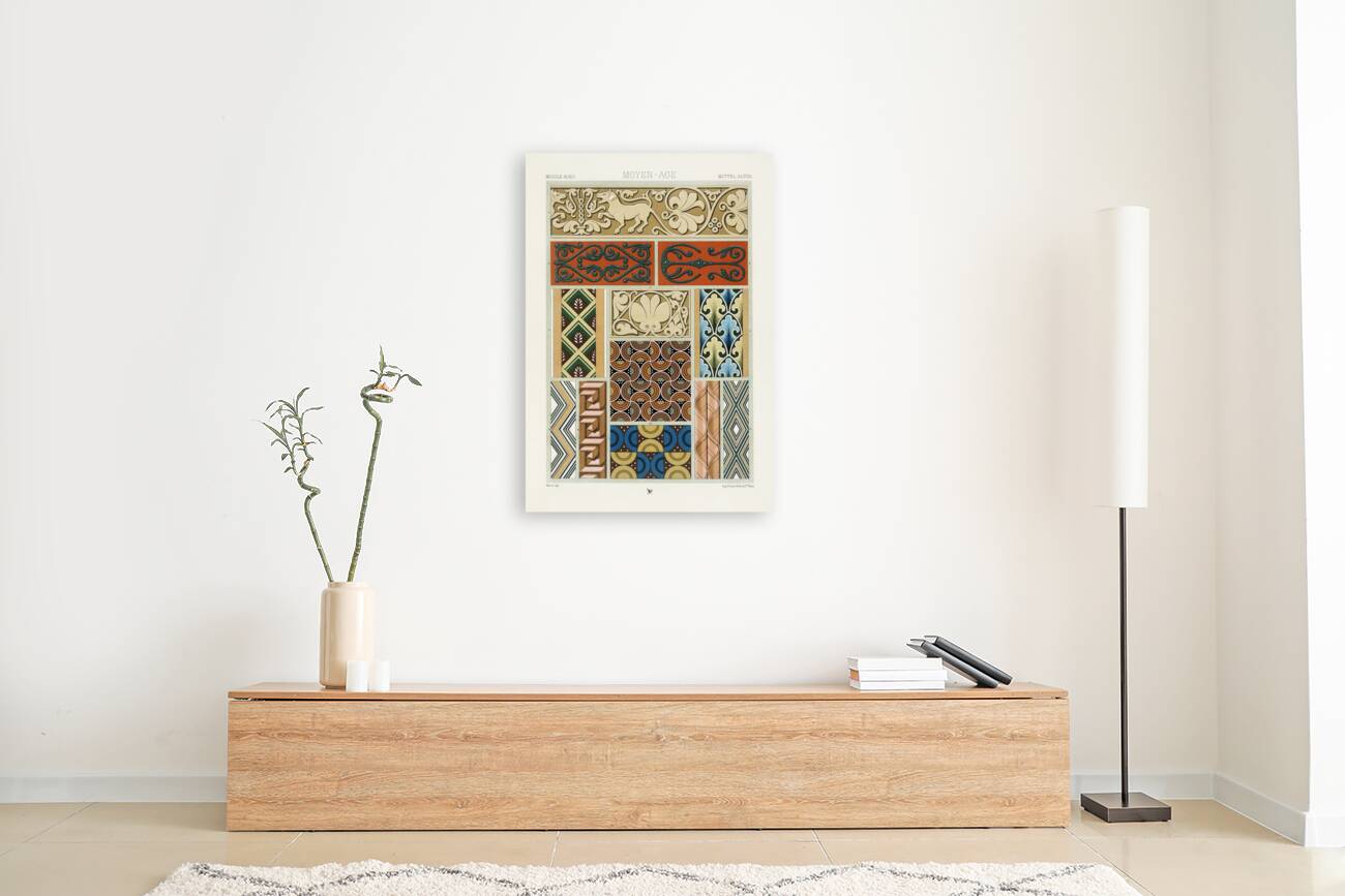 Middle-Ages pattern. 1888 edition Lornement Polychrome by Albert Racine 1825–1893. Reproduction