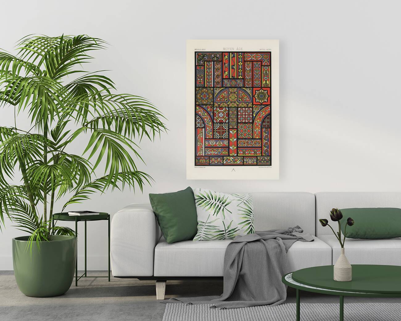 Middle-Ages pattern. 1888 edition Lornement Polychrome by Albert Racine 1825–1893. Reproduction