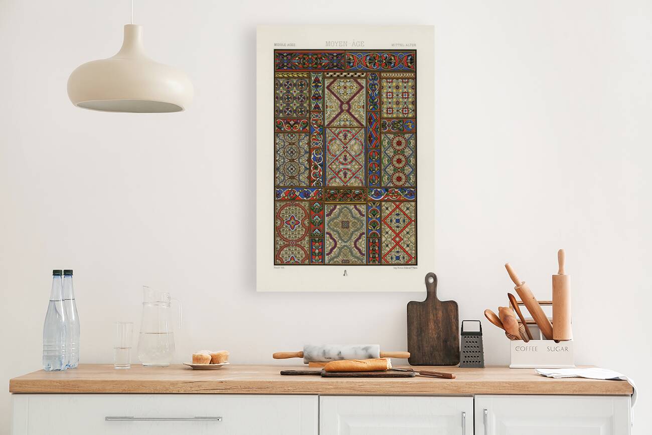 Middle-Ages pattern. 1888 edition Lornement Polychrome by Albert Racine 1825–1893. Reproduction