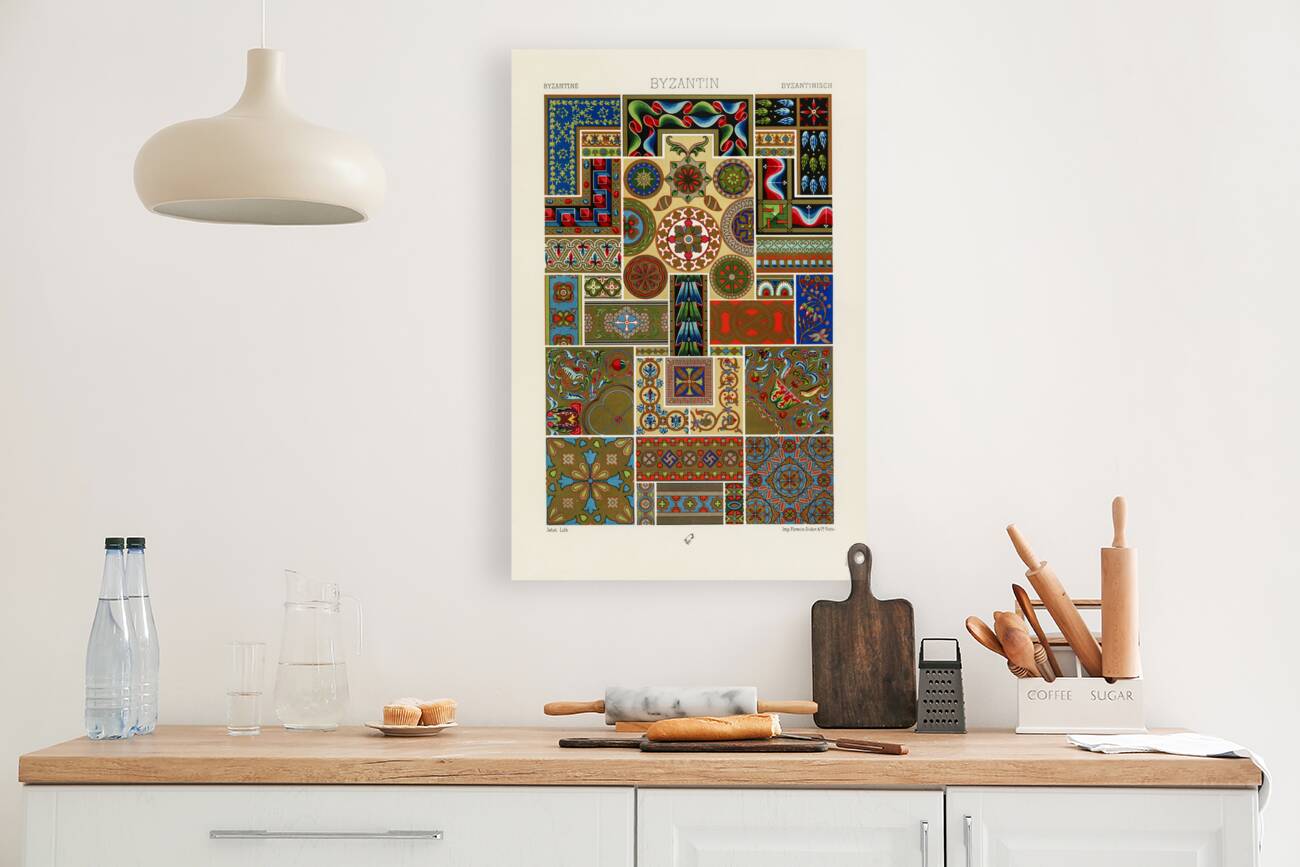 Byzantine pattern. 1888 edition Lornement Polychrome by Albert Racine 1825–1893. Reproduction