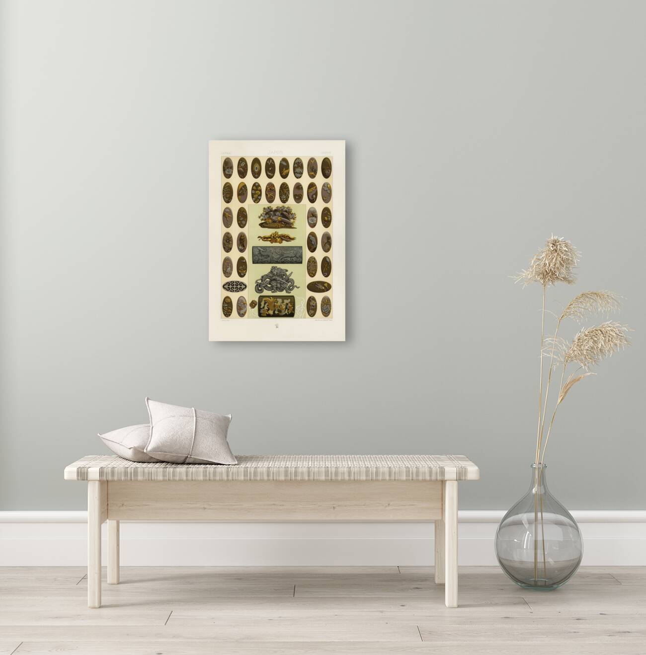 Japan pattern. 1888 edition Lornement Polychrome by Albert Racine 1825–1893. Reproduction