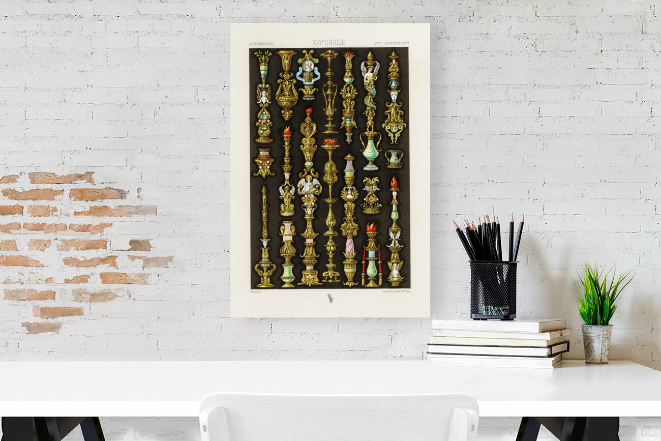 16th Century pattern. 1888 edition Lornement Polychrome by Albert Racine 1825–1893. Reproduction