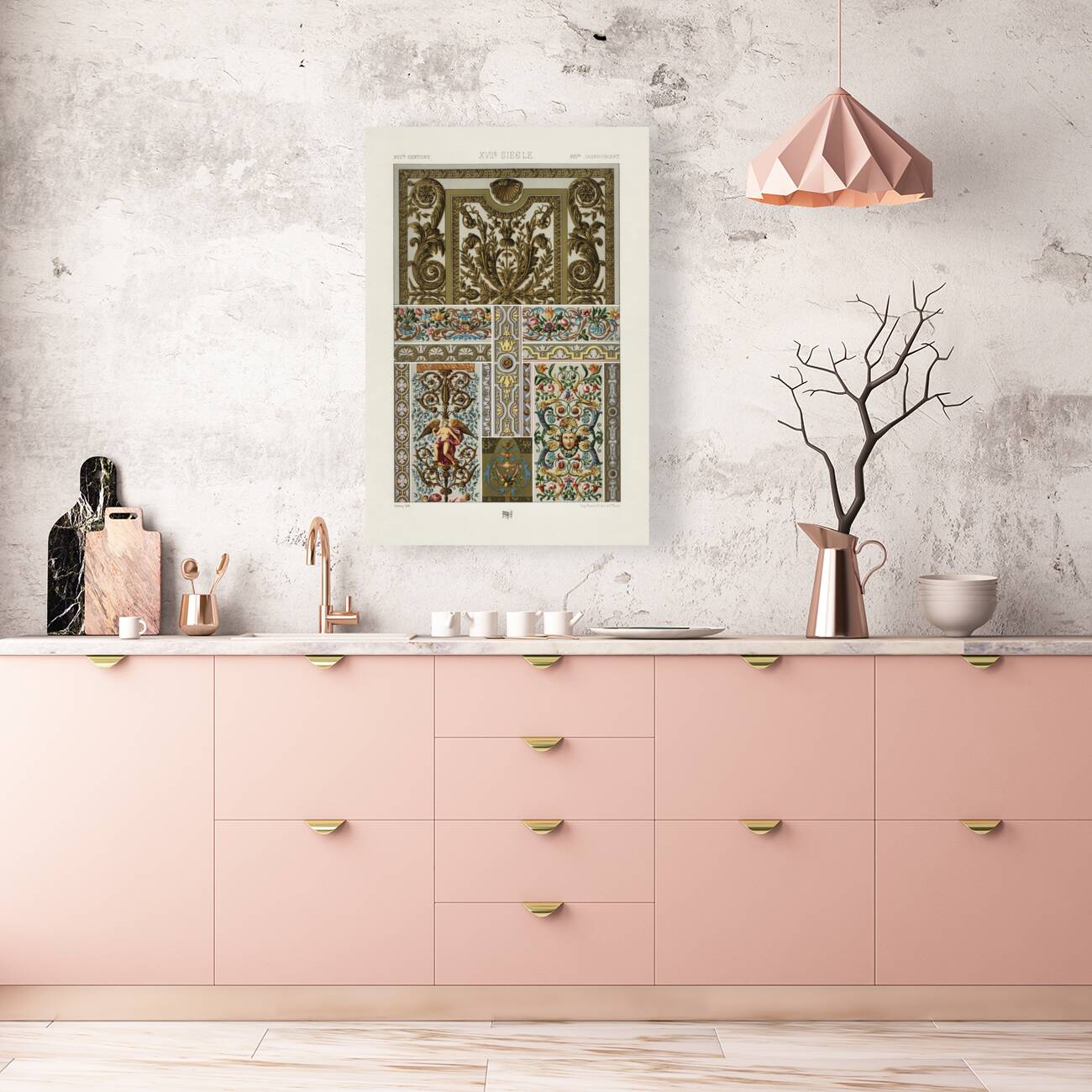 17th Century pattern. 1888 edition Lornement Polychrome by Albert Racine 1825–1893. Reproduction