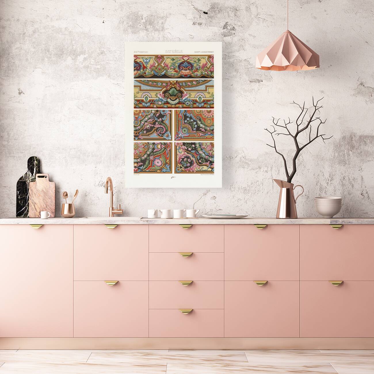 18th Century pattern. 1888 edition Lornement Polychrome by Albert Racine 1825–1893. Reproduction