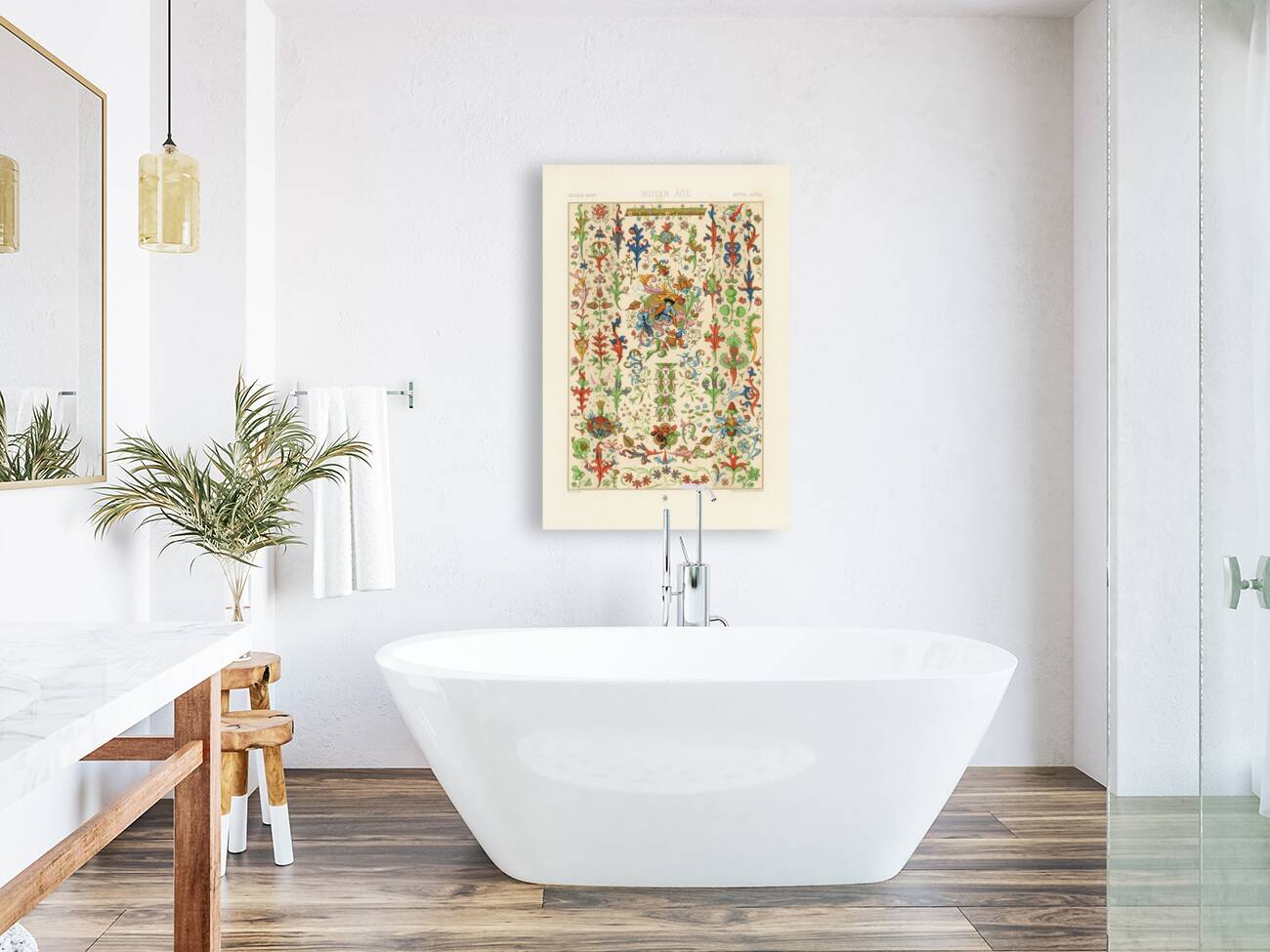 Medieval pattern. 1888 edition Lornement Polychrome by Albert Racine 1825–1893. Reproduction