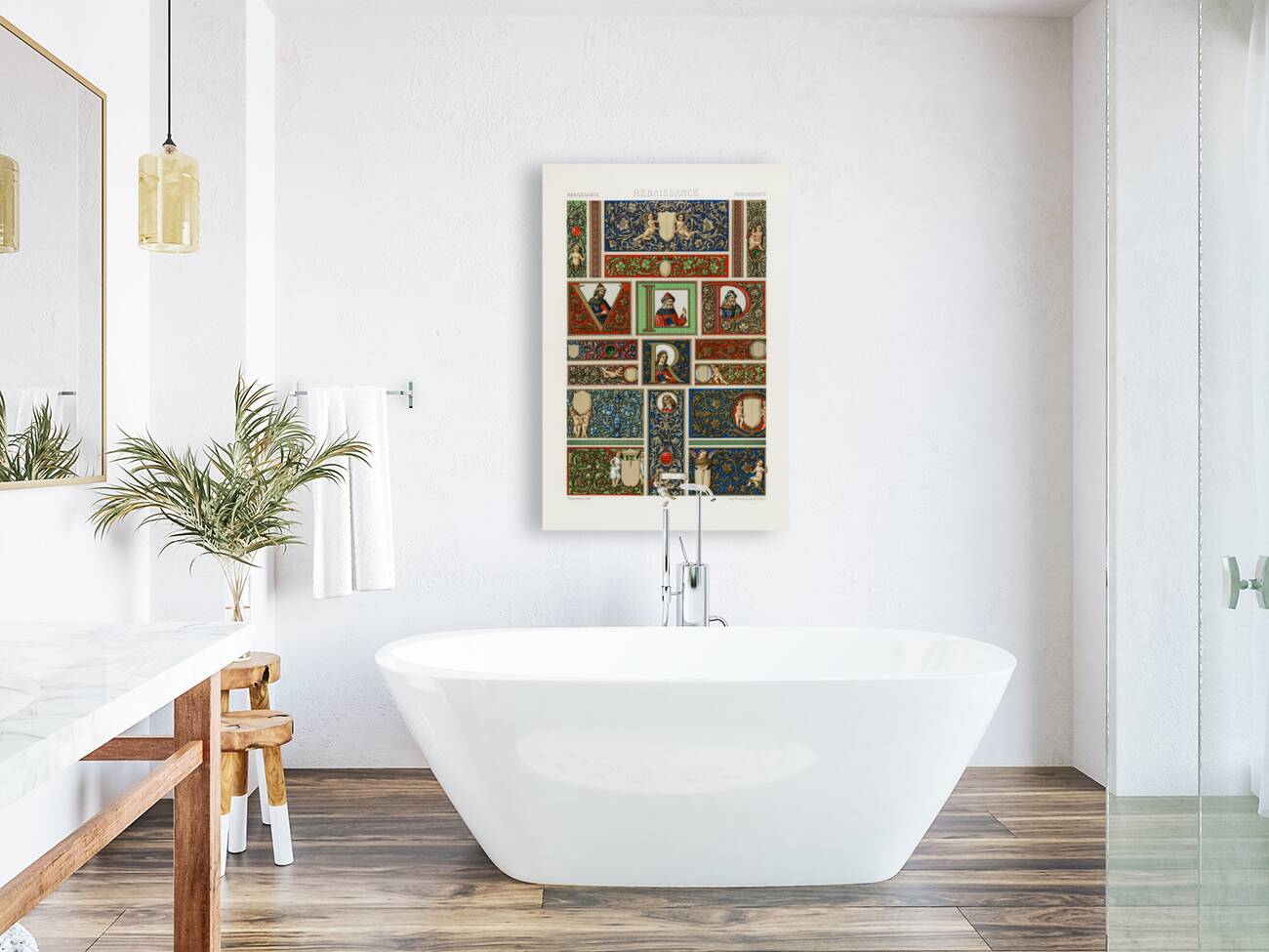 Renaissance pattern. 1888 edition Lornement Polychrome by Albert Racine 1825–1893. Reproduction