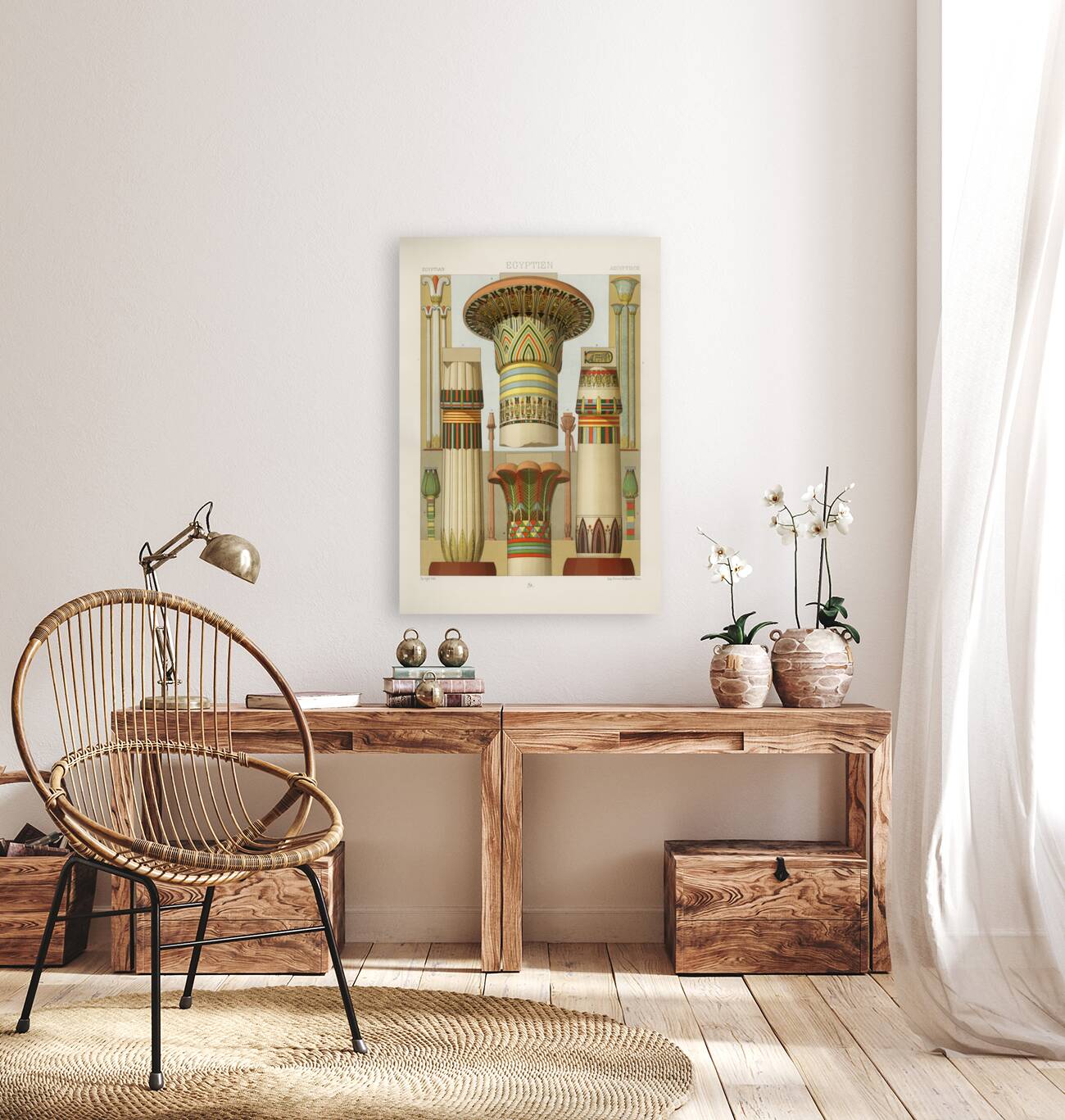 Egyptian pattern. 1888 edition Lornement Polychrome by Albert Racine 1825–1893. Reproduction