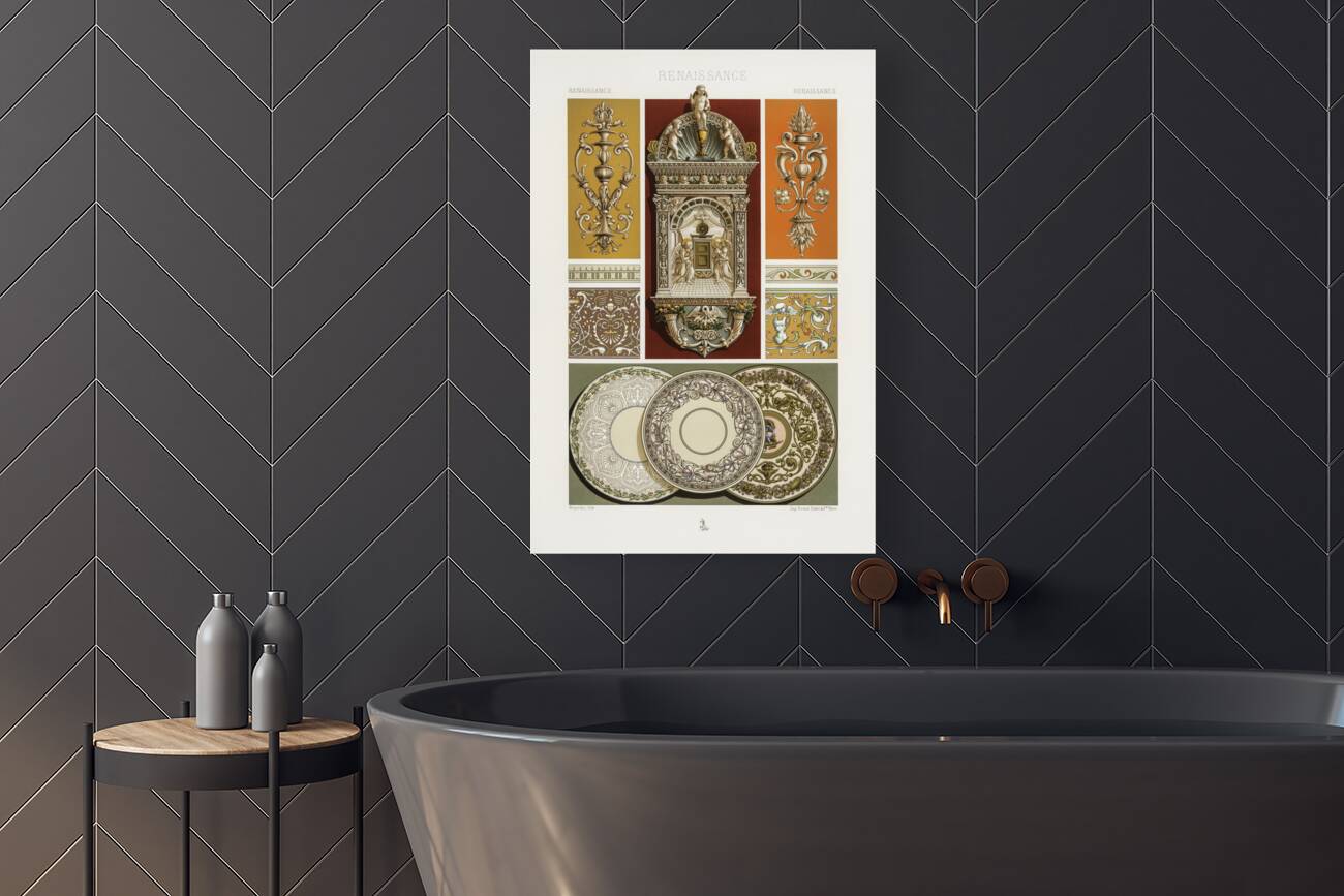 Renaissance pattern. 1888 edition Lornement Polychrome by Albert Racine 1825–1893. Reproduction