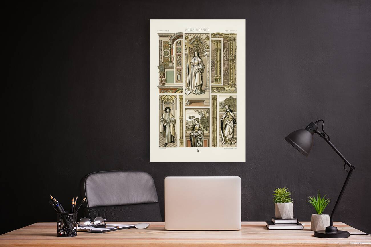 Renaissance pattern. 1888 edition Lornement Polychrome by Albert Racine 1825–1893. Reproduction