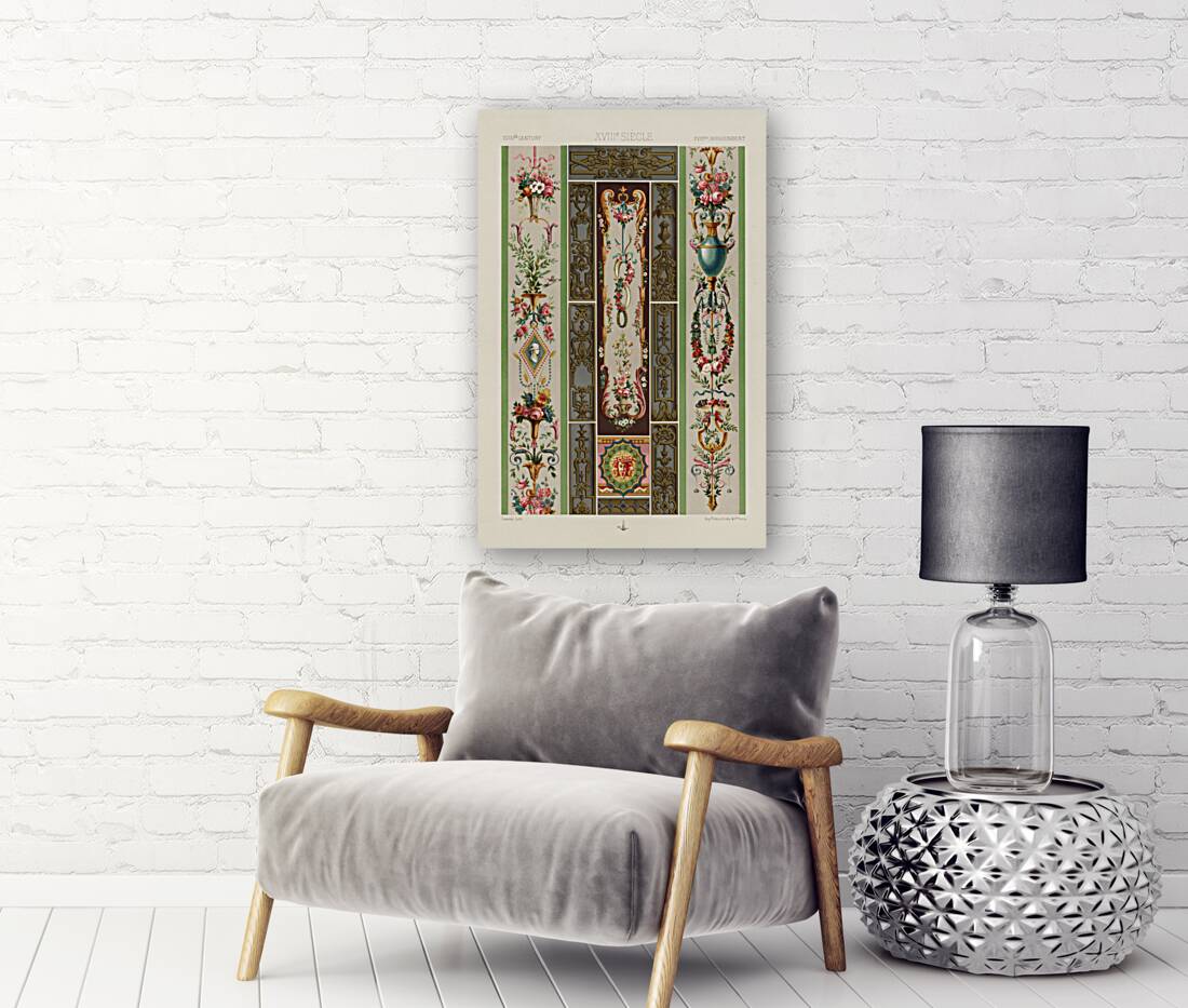 18th Century pattern. 1888 edition Lornement Polychrome by Albert Racine 1825–1893. Reproduction