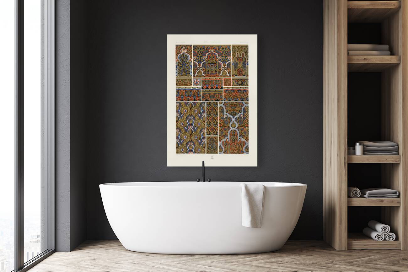 Moresque pattern. 1888 edition Lornement Polychrome by Albert Racine 1825–1893. Reproduction