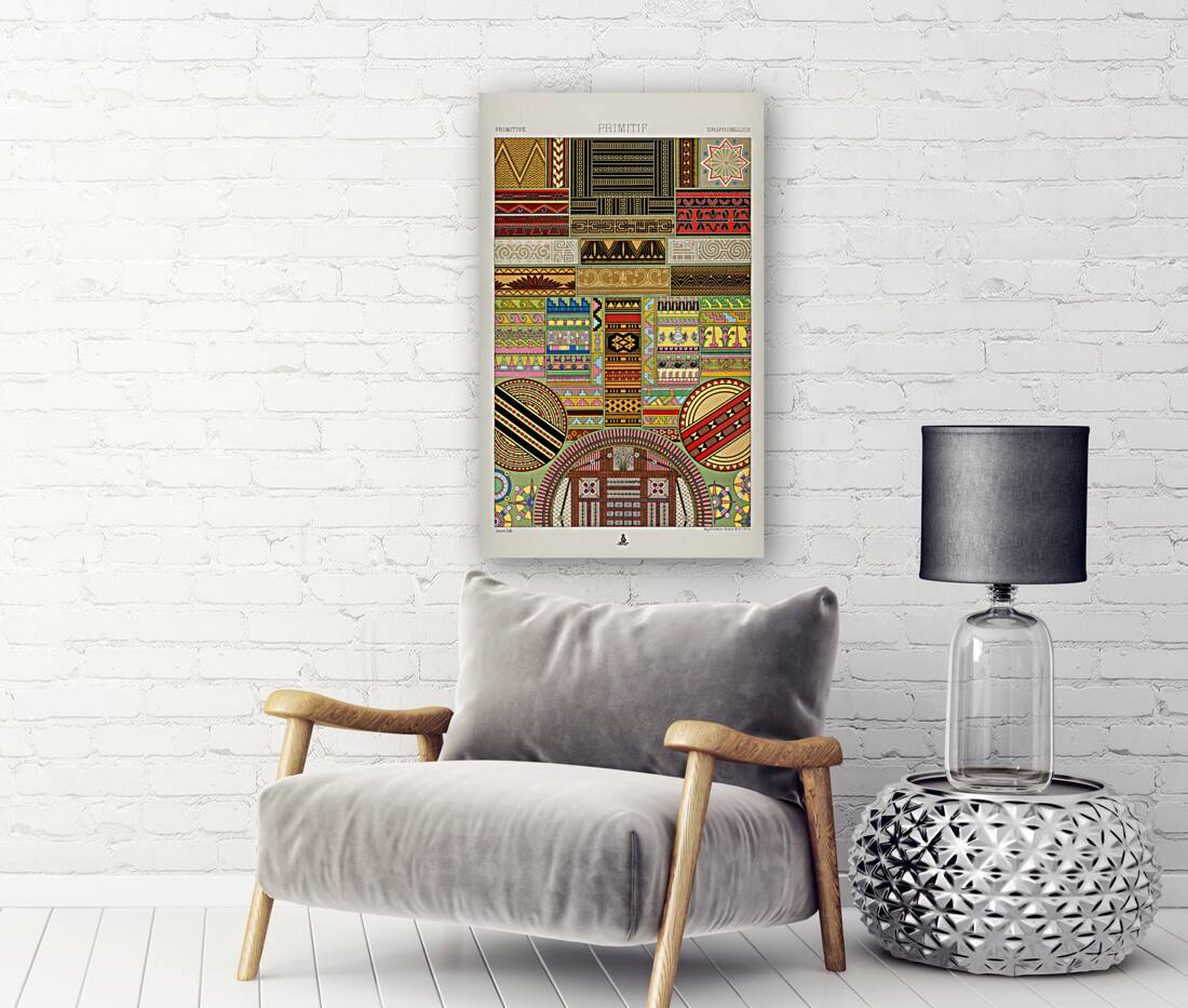 Primitive pattern. 1888 edition Lornement Polychrome by Albert Racine 1825–1893. Reproduction