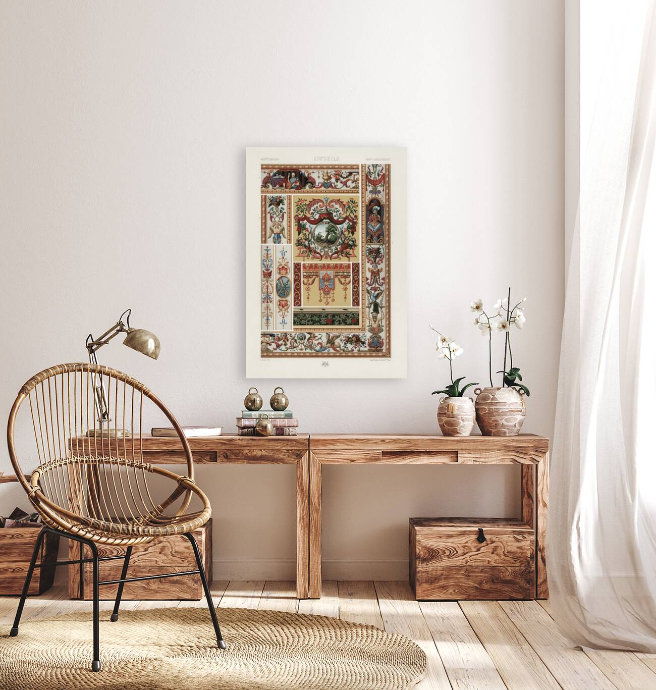 18th Century pattern. 1888 edition Lornement Polychrome by Albert Racine 1825–1893. Reproduction