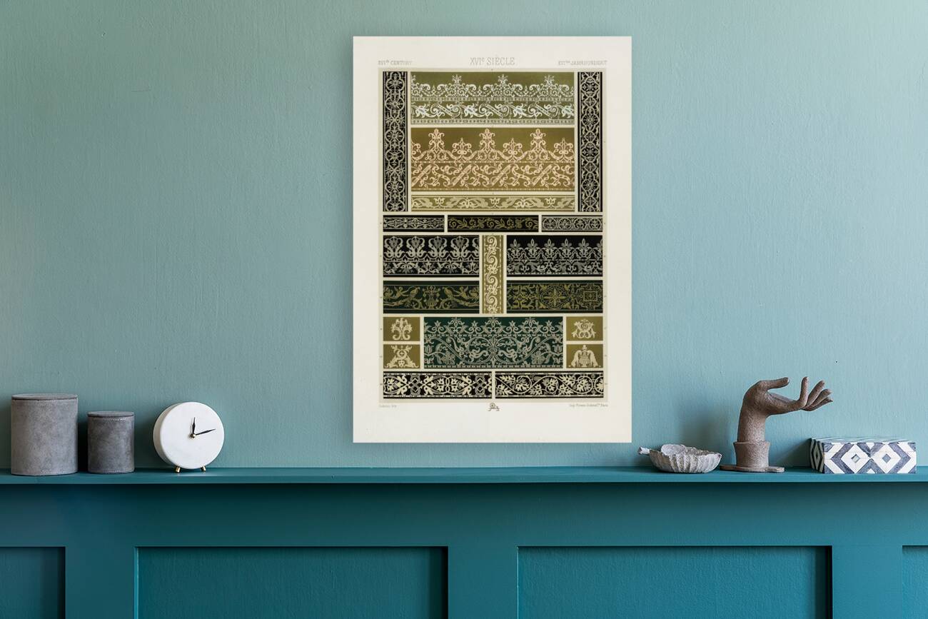 16th Century pattern. 1888 edition Lornement Polychrome by Albert Racine 1825–1893. Reproduction