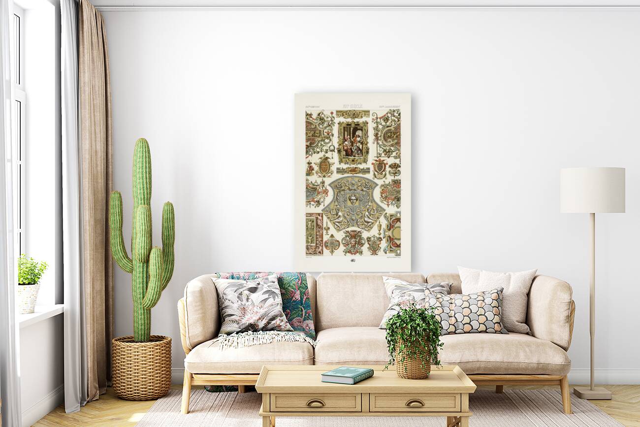 16th Century pattern. 1888 edition Lornement Polychrome by Albert Racine 1825–1893. Reproduction