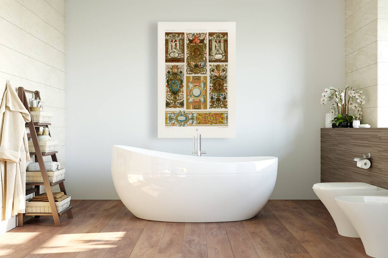 Renaissance pattern. 1888 edition Lornement Polychrome by Albert Racine 1825–1893. Reproduction