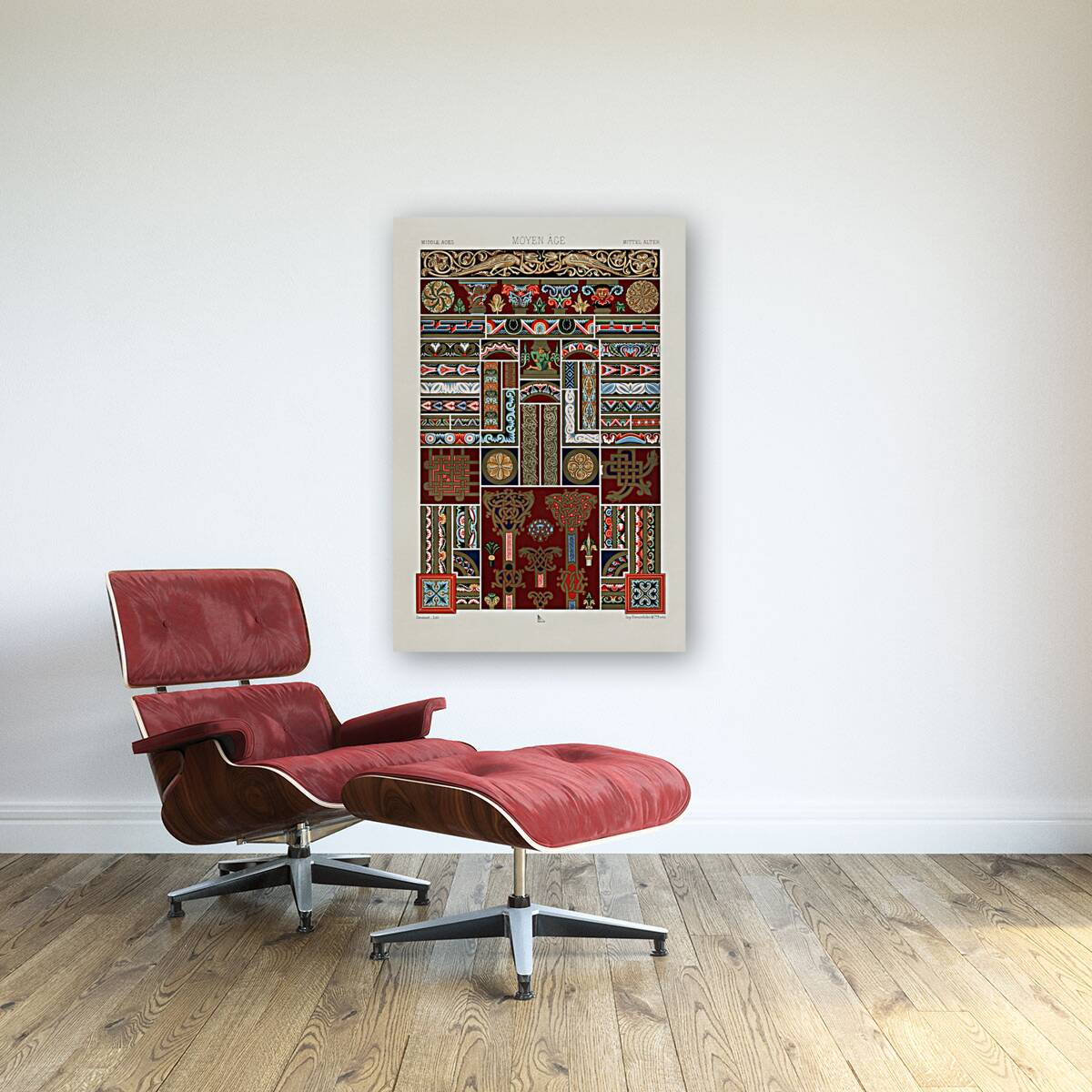 Middle-Ages pattern. 1888 edition Lornement Polychrome by Albert Racine 1825–1893. Reproduction